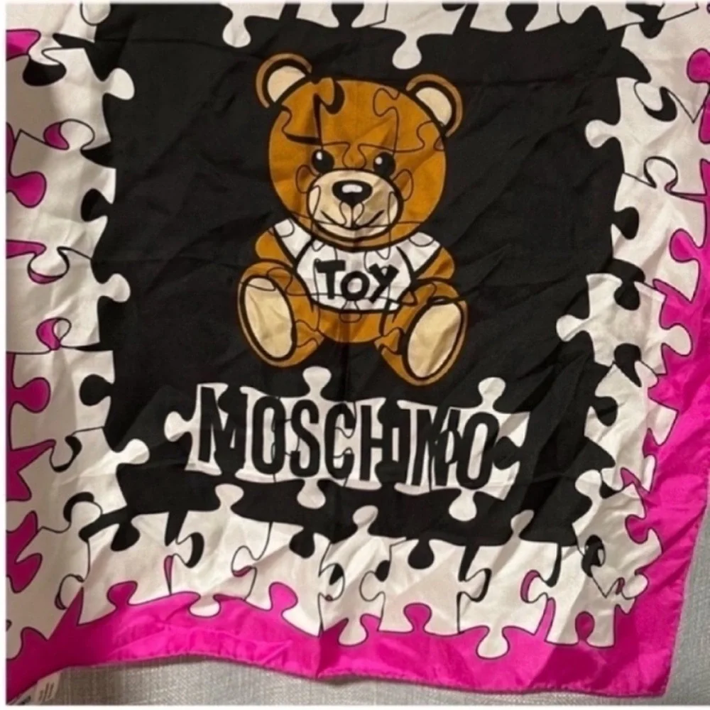 Moschino Bear Puzzle Scarf - Black, White, Pink